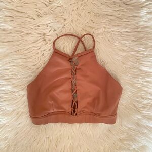 Alo orange starlet lace up sports bra